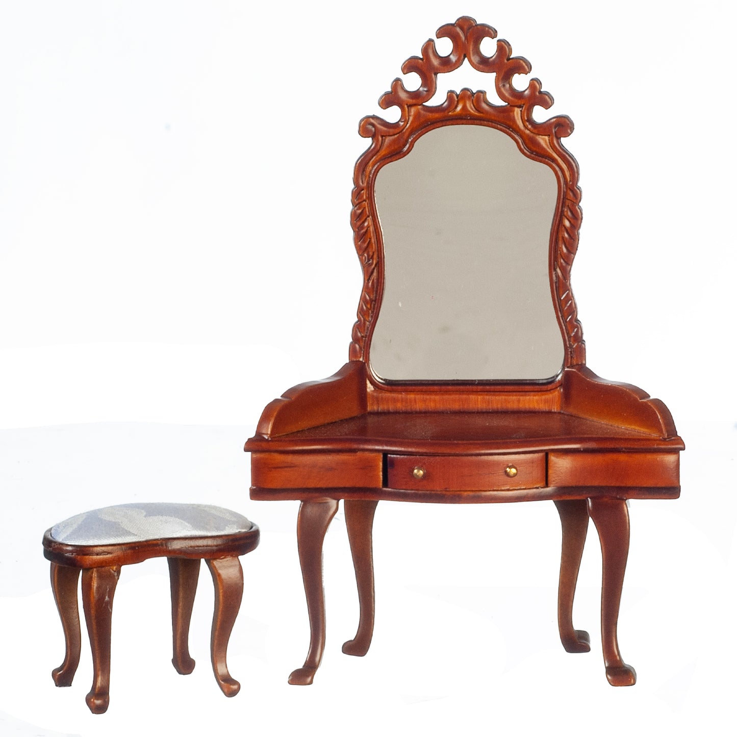 1:12 Scale Miniature Crown Dressing Table with Stool