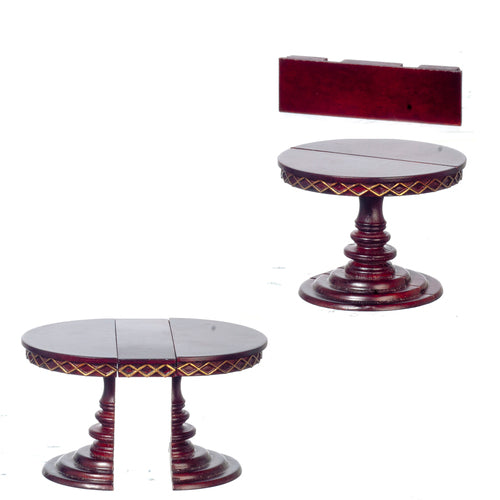 1:12 Scale JBM Miniature Trimmed Round Table with Adjustable Leaf