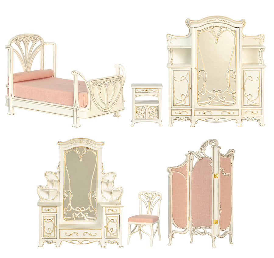 1:12 Scale JBM Miniature Art Nouveau White Bedroom Collection