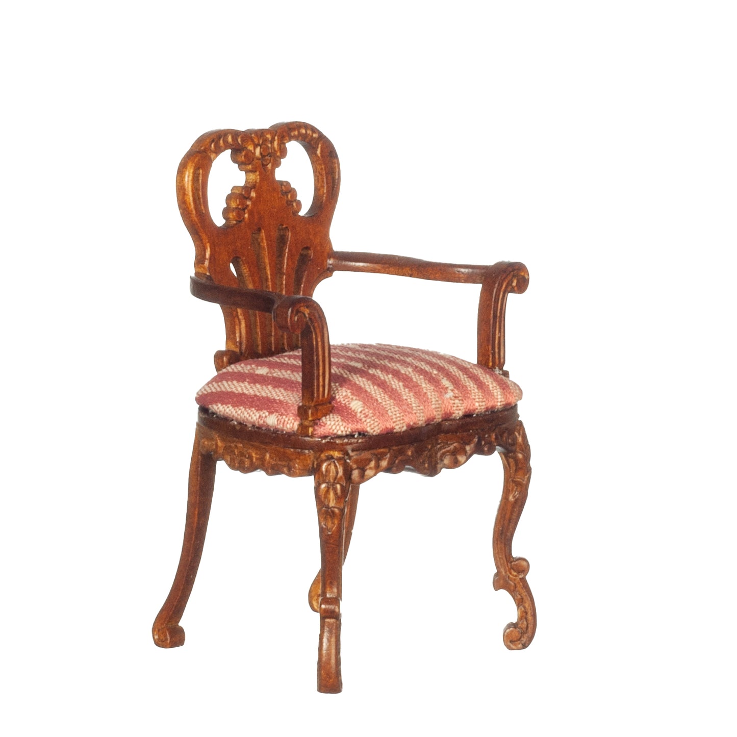 1:12 Scale JBM Miniature Ornate Carved Walnut Armchair