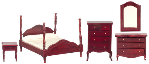 1:12 Scale Miniature 5pc. Mahogany Bedroom Set