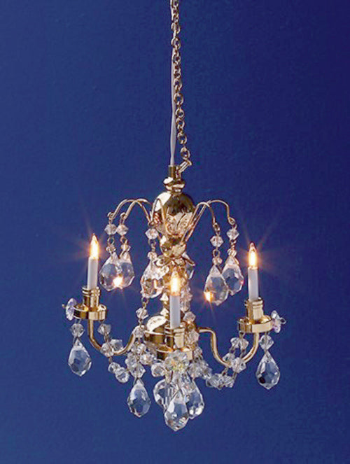 1:12 Scale Cir-Kit Miniature 3-Arm Up Crystal Chandelier