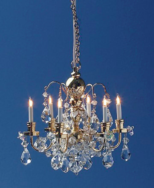 1:12 Scale Cir-kit Miniature 6-Arm Up Renaissance Crystal Chandelier