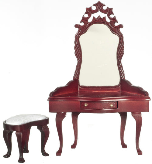 1:12 Scale Miniature Crown Dressing Table with Stool