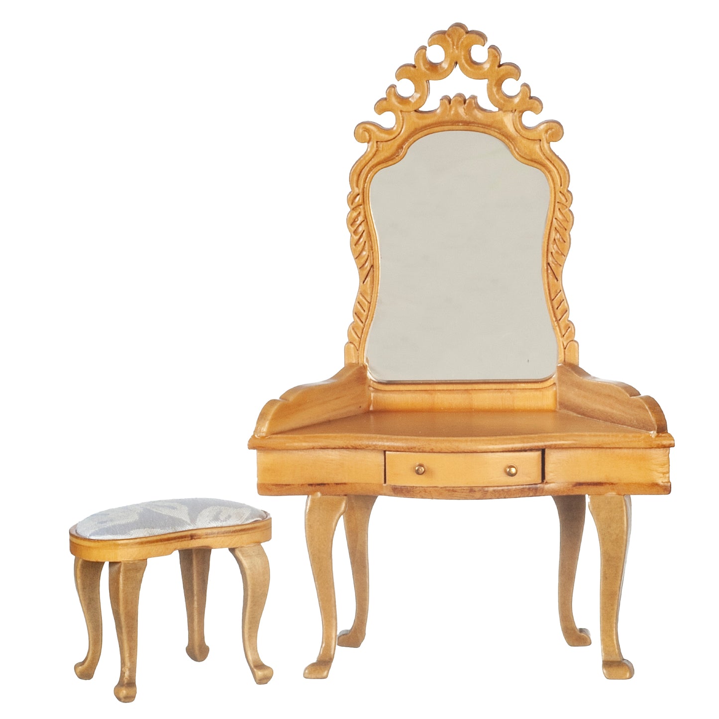 1:12 Scale Miniature Crown Dressing Table with Stool