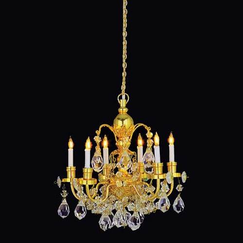 1:12 Scale Houseworks Miniature 6-Arm Brass Crystal Chandelier