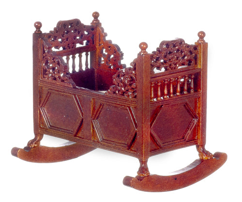 1:12 Scale JBM Miniature 15th c. Rocking Walnut Cradle