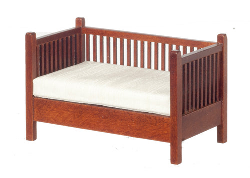1:12 Scale JBM Miniature Mission Walnut Settee with Slats