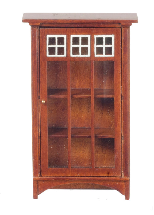 1:12 Scale JBM Miniature Mission Walnut Single Door Bookcase