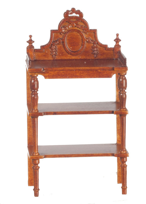 1:12 Scale JBM Miniature Small Walnut Victorian "What Not" Shelf