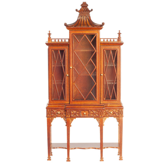 1:12 Scale JBM Miniature George III Chinese Chippendale Breakfront China Cabinet
