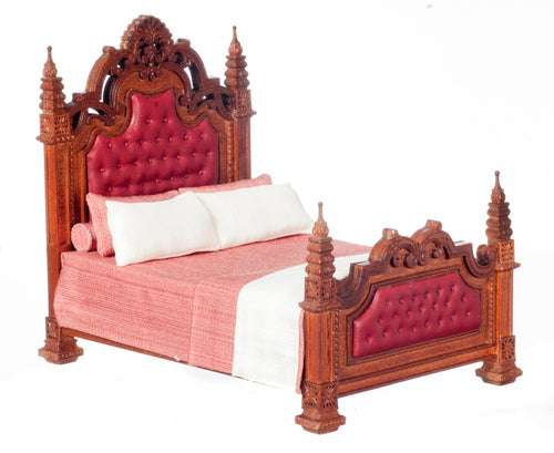 1:12 Scale JBM Miniature 19th C. Gothic Paneled Bed