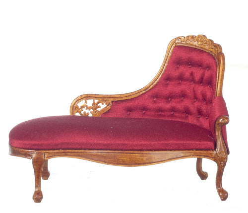 1:12 Scale JBM Miniature Louis XV Walnut Chaise Lounge
