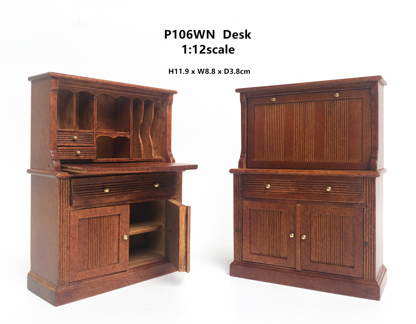 1:12 Scale JBM Miniature Drop Front Walnut Desk