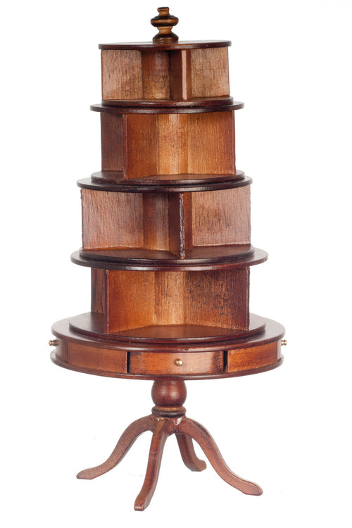 1:12 Scale Platinum Miniature Round Walnut Bookcase