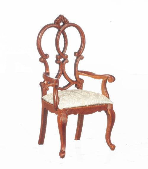 1:12 Scale Platinum Miniature Queen Anne Cream & Walnut Croix Chair