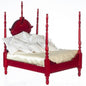 1:12 Scale Miniature Four Posted Bed with Linens