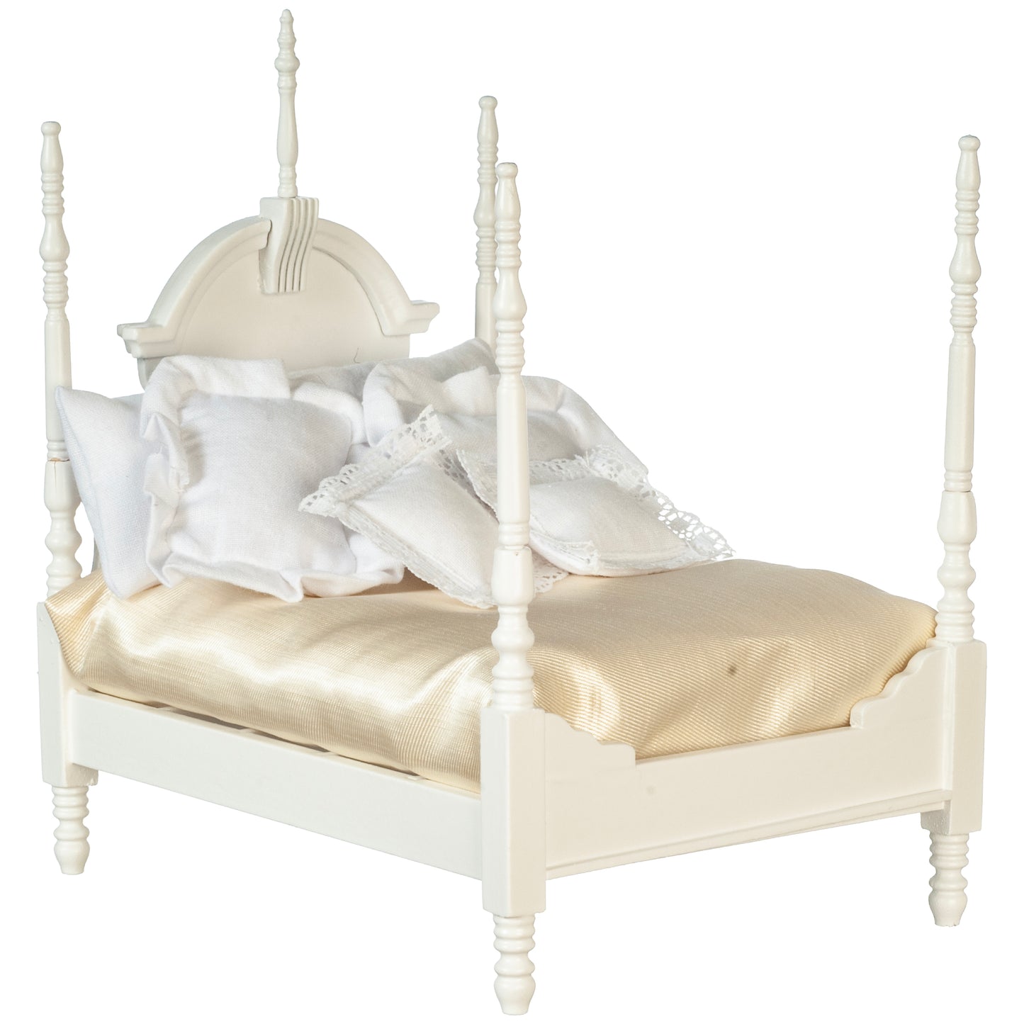 1:12 Scale Miniature Four Posted Bed with Linens