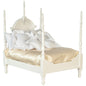 1:12 Scale Miniature Four Posted Bed with Linens