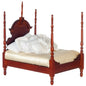 1:12 Scale Miniature Four Posted Bed with Linens